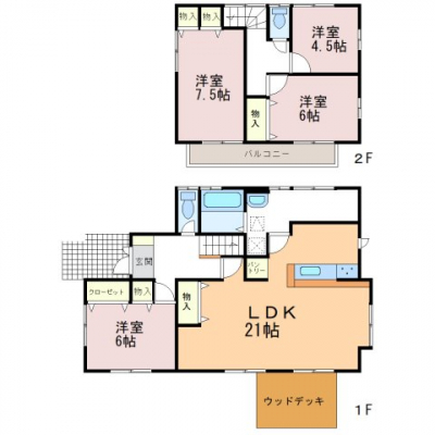 �@�Ԏ��}�B����LDK��21���ƍL���S�̂����n���܂��B�E�ߏ����ƂĂ��L���ł��B