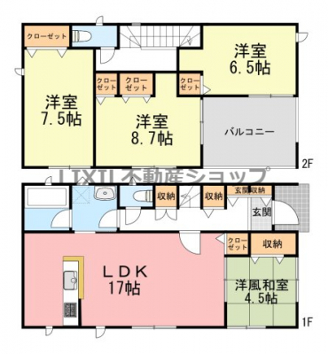 �@�y�Ԏ��}�z1�����@�Ԏ��}�ł��B���[�[����4LDK�̂��ƁB�L�߂̃C���i�[�o���R�j�[�t���ł��B