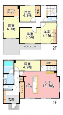 �@���[�͖L�x��4LDK�I17�����̍L�XLDK�I���Ԏd�؂��5LDK�ɂ��Ή��B�Ƒ��̐�����p�r�ɍ��킹�ď_��Ɏg����Ԏ��B